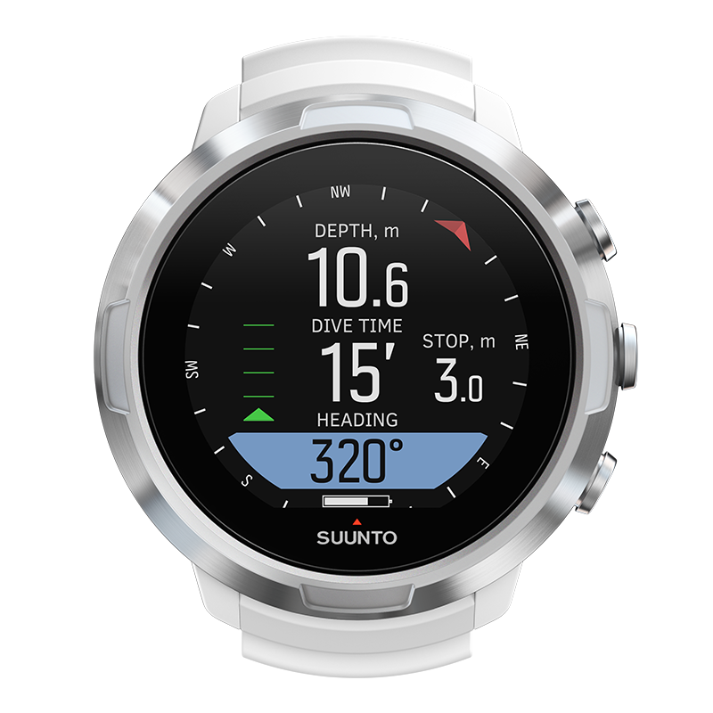 カラースクリーン搭載、ストラップ交換可能なSuunto D5 White カラースクリーン搭載、ストラップ交換可能なSuunto D5 White